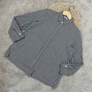 Shirtini Almost A-Line Gingham Button Front Top Longsleeve Black White 44/US 8